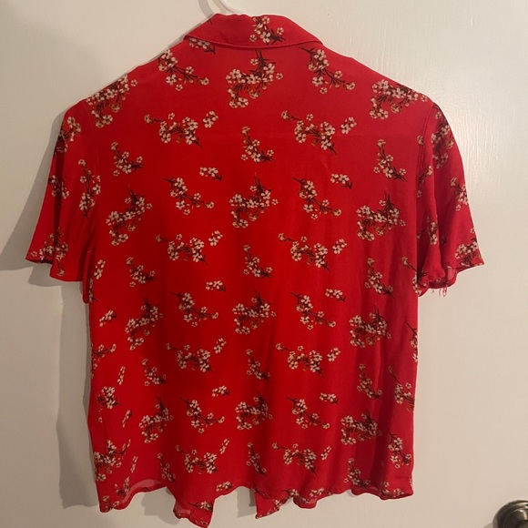 Red Button up tee - Picture 2 of 3